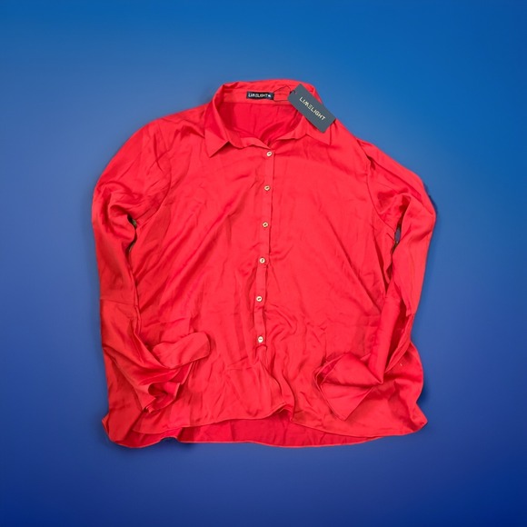 Lime Light Size Xl Red Blouse Button Up‎ - Picture 1 of 5